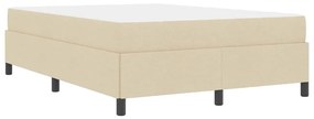 Boxrugós ágy Krém és fekete 140 x 190 cm Textil és mérnöki fa