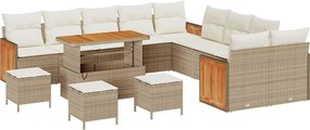 vidaXL Kerti Kanapé Szett párnával 18 pcs Beige és krém polirattan