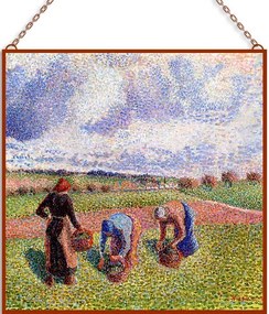 Pissarro - Arató nők üvegkép, falikép