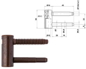 Otlav pánt 3D 16mm LÁNY bronz (csaphossz 45mm)