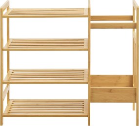 4 szintes bambusz polc kiegészítő oldalsó polccal 73,5 x 28 x 66 cm