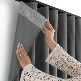 Sötétszürke bársony dimout (részleges sötétítő) függöny 200x270 cm Velto – Filumi