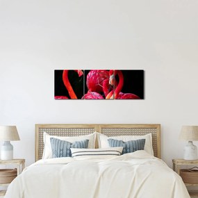 Vörös flamingók képe (órával) (90x30 cm)