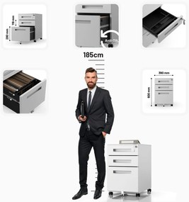 ATE fém irodai tároló 390 x 600 x 500 mm, szürke