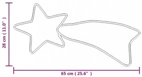 2 db meleg fehér karácsonyi üstökös 48 LED-del 65 x 28 cm