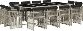 vidaXL 13 részes szürke polyrattan kerti étkezőgarnitúra párnákkal