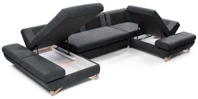 U-alakú, kihúzható kárpitozott sarokgarnitúra tárolóhellyel AVESTA, antracit