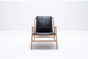 Fekete-natúr színű bőr fotel Dedo – Gazzda