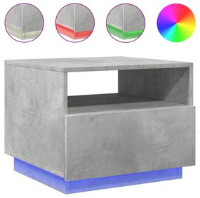 betonszürke dohányzóasztal LED-lámpákkal 50x49x40 cm