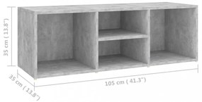 betonszürke szerelt fa cipőtároló pad 105 x 35 x 35 cm