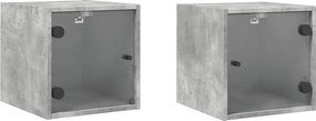 vidaXL 2 db betonszürke éjjeliszekrény üvegajtóval 35 x 37 x 35 cm