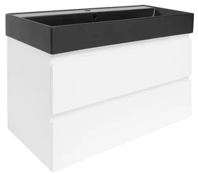 SAT B-Way Fürdőszobaszekrény mosdóval 99x50x45 cm fehér fényes BWAY2100WU2BB