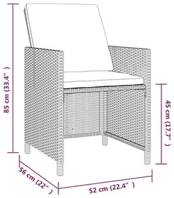 9 részes fekete polyrattan kerti étkezőgarnitúra párnákkal