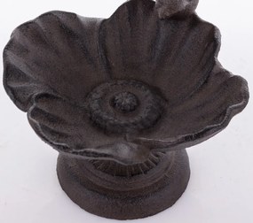 Öntöttvas madárkás barna madáritató tálka 12,5x17x15cm