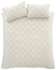 Krémszínű kétszemélyes-hosszabbított buklé ágyneműhuzat 230x220 cm Cosy Checkerboard – Catherine Lansfield