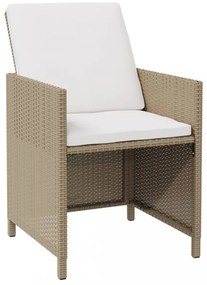 2 db bézs polyrattan kerti szék lábtartókkal