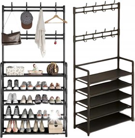 Ruhaakasztó Állvány Akasztók Fekete Cipősszekrény Álló Ruhatár