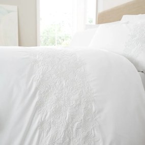 Fehér egyszemélyes pamut ágyneműhuzat 135x200 cm Embroidery Floral – Bianca