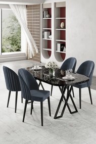 Kaye étkezőgarnitúra, fekete márvány-antracit, 168 cm – TR240CHR2817
