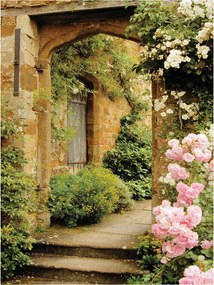 Flizelin fotótapéta Titkos kert Virágos nyugalom kapu 184x254 +ragasztó