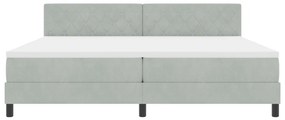 Boxspring Ágy Matrac és LED Fénnyel Világosszürke 200x200 cm Bársonyos