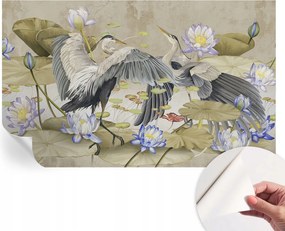 Design fali fotótapéta Öntapadós Madarak és liliomok 416x254 cm