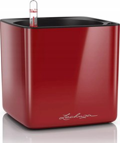 Lechuza virágtartó Cube Glossy 16 gyógynövényekhez, önöntöző, Piros Fényes