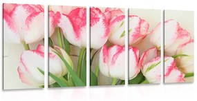5-részes kép tavaszi tulipánok - 100x50