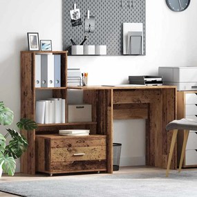 Asztal fiókkal polcokkal Régi fa 131.5 x 50 x 106.5 cm Faanyag