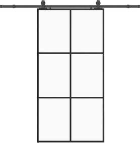 vidaXL fekete ESG üveg tolóajtó fémszerelvény-szettel 102x205 cm