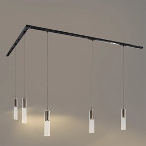 Modern sínrendszer 5 medálos lámpával, sötét bronz, 1 fázisú - Iconic Lloyd