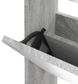 szürke sonoma 3 szintes cipőszekrény tükörrel 63x17x102,5 cm