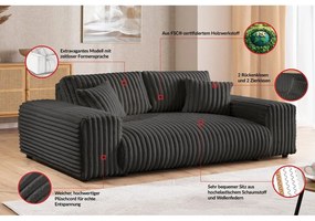 Sötétszürke kordbársony kanapé 213 cm Justin – Ropez