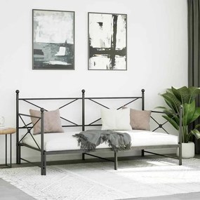 kihúzható kanapéágy matrac nélkül fekete 107x203 cm acél