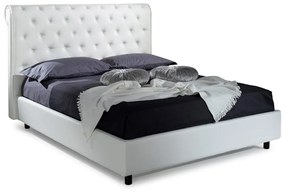 Bed&Sofa iSomn Chester Franciaágy 140x200 cm, fehér, ökológiai bőr, tárolóláda nélkül