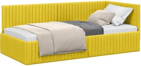 vidaXL Sarokágy keret fejtámlával Sárga 90 cm x 190 cm Bársony