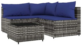 4 részes szürke polyrattan kerti ülőgarnitúra párnákkal