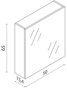 KENWOOD tükrös fürdőszobai szekrény, 65x50 cm, fekete