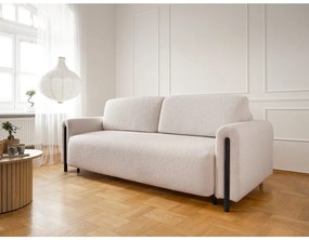 Bézs-krémszínű buklé kinyitható-tárolóhelyes kanapé 244 cm Arcadova – ELTAP