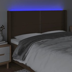 sötétbarna szövet LED-es fejtámla 203x16x118/128 cm