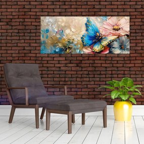 Kép - Virágok és pillangók festése (120x50 cm)