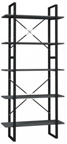 ötszintes szürke fenyőfa könyvszekrény 80 x 30 x 175 cm