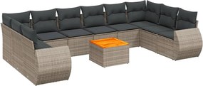 vidaXL 11 részes szürke polyrattan kerti ülőgarnitúra párnákkal