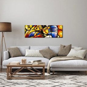 Kép - olajfestmény, szerelmesek (órával) (90x30 cm)