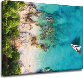 Vászonkép Tengerpart Erdők Víz Sziklák Tengerpart 50x40 cm Ideális ajándék