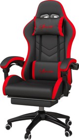 Vinsetto Ergonomikus Gamer Szék PU Bőrrel és Acélvázzal, Fejtámasszal és Állítható Magassággal, Dönthető Háttámlával és Lumbális Párnával, 65x65x121-1