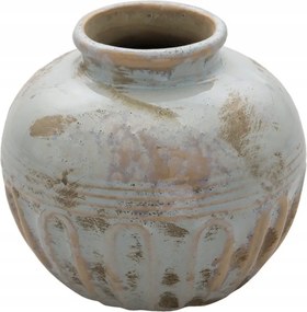 Kerámia váza kék-szürke patinával Heleentje 12x11 cm