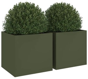vidaXL 2 db olívazöld acél növénytartó 49 x 47 x 46 cm