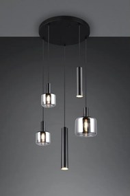 Fekete függőlámpa fém-üveg búrával ø 40 cm Mataro – Trio