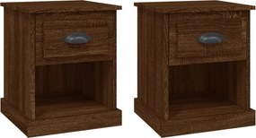 vidaXL 2 db barna tölgyszínű szerelt fa éjjeliszekrény 39x39x47,5 cm